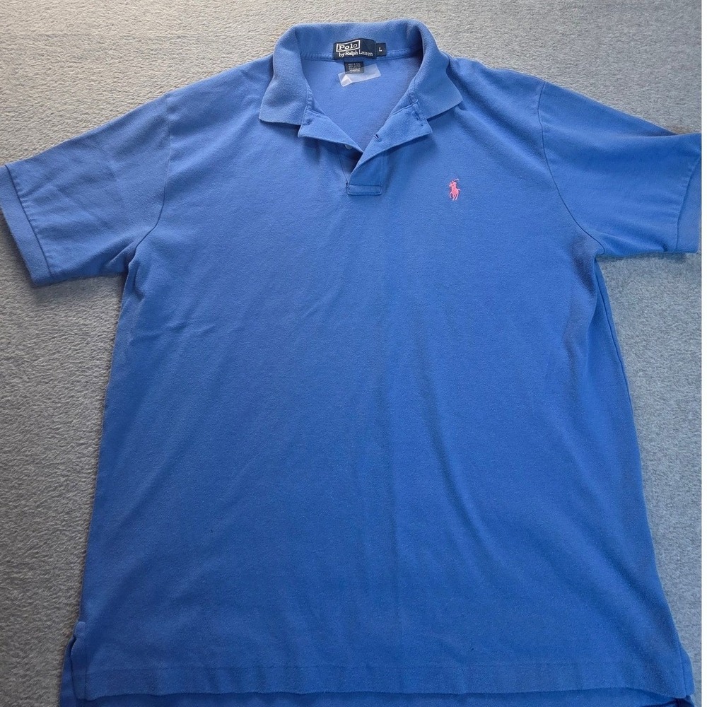 Polo Ralph Lauren Polo Shirt Mens Large Royal Blue Red Pony Cotton Short Sleeve